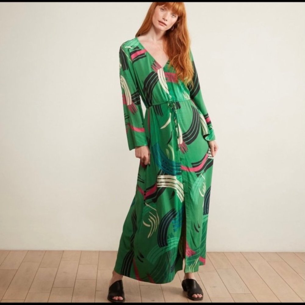 LIKE NEW Anthropologie The Odells Paloma Julia Paint-Swiped MaxI Dress(SP) - Picture 4 of 12